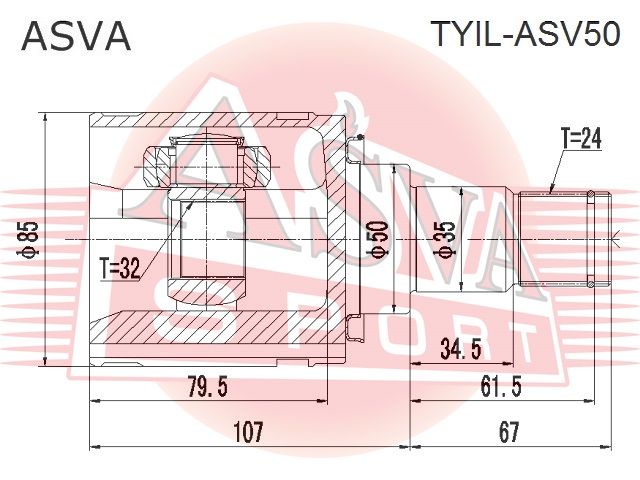 Шрус внутренний перед лев  50 TYILASV50 Asva