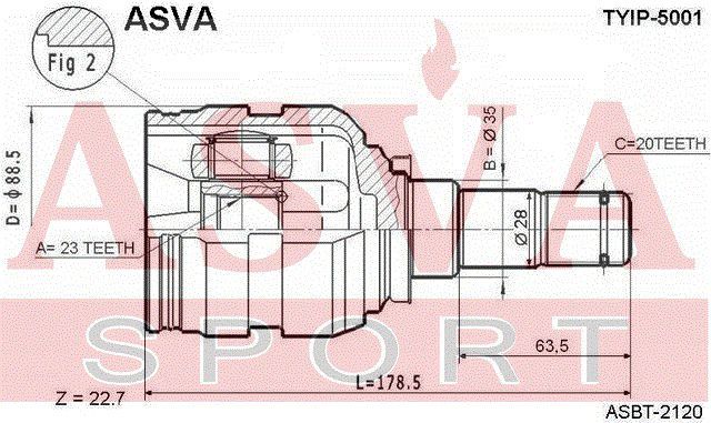 ШРУСвнутренний левый TYIP5001 Asva