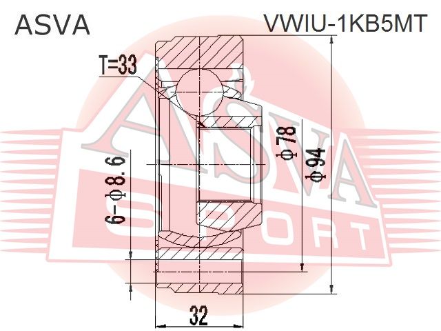 Шарнирный комплект VWIU1KB5MT Asva