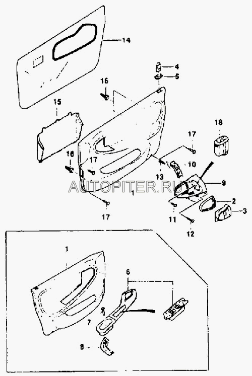 Ручка передней правой деври внутренняя(корпус) 96191181 General Motors