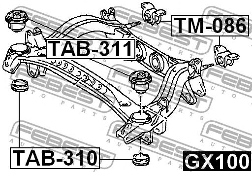 Сайлентблок балки задний правый для Toyota Mark 2 (X10#) 1996-2000 TAB310 Febest