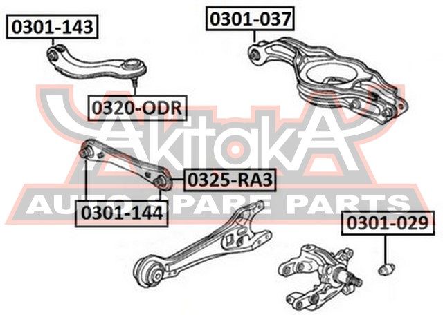 Сайлентблок заднего поворотного кулака для Honda Shuttle/Odyssey (RA) 1994-1999 0301029 Akitaka