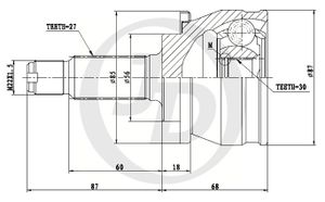 ШРУС наружный LEGACY 4WD GT 1.8I 16V, 2.0I 16V 90- (FU-008) jct0004 Jd