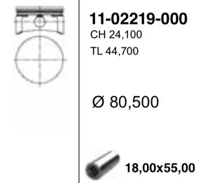 поршни без колец на 1ц X18XE1,Z18XE,Z18XEL,F18D3 (2009г->) d80,50  STD 1.2-1.2-2,0 1102219000 Yenmak