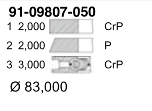 кольца поршневые! d83 2x2x3 +0.50\ Opel Astra/Vectra 1.7D 88> 9109807050 Yenmak