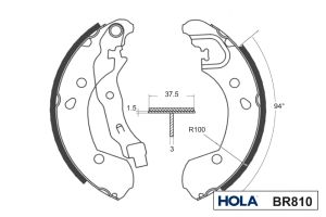 Колодки барабанные к-кт для VAZ Lada Vesta 2015> BR810 Hola