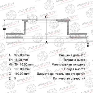 Диск тормозной задний правый  перфорированный) br0264s Avantech