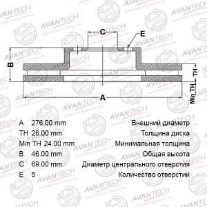 Диск тормозной AVANTECH br0515 Avantech