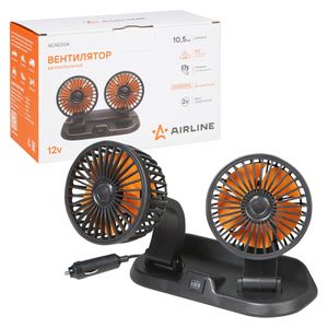 Вентилятор в салон двойной поворотный 360, 2x10.5см, 12В, общая регулировка, скотч (AEAE004) AEAE004 Airline