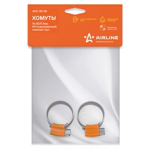 Хомуты 16-25/11,7мм, червячные PRO, усиленные, W1(оцинк.), комплект 2 шт. (AHC-SK-08) ahcsk08 Airline
