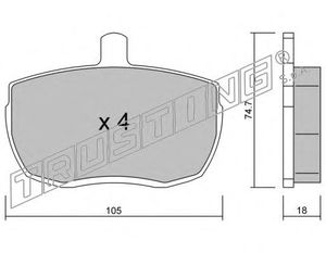 Комплект тормозных колодок, дисковый тормоз 018.0 Trusting
