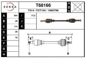 Приводной вал T68166 Eai