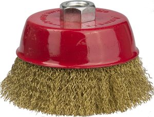 Крацовка-щетка чашечная  для УШМ,d=100мм М14 (шт) витая стальн. латун. проволока 0,3мм, STAYER 35125100z01 Stayer