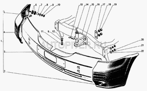 Боковина бампера валдай переднего левая в СБ с кронштейном АВТОКОМПОНЕНТ 331042803007 Газ