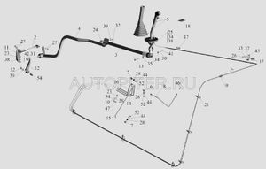 рычаг переключения передач маз-64229,54323,5516 в сборе оао маз 64221170341001 Маз