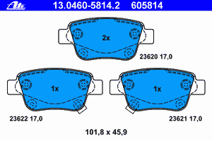 Колодки тормозные задние дисковые к-кт для Toyota Alphard 2008-2014 13.0460-5814.2 Ate