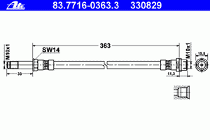Шланг тормозной для VW LT II 1996-2006 83.7716-0363.3 Ate