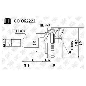 ШРУС для а/м Chevrolet Lacetti (04-) ABS (наруж.) (GO 062222)