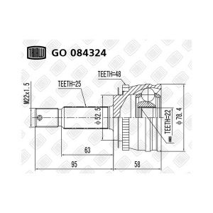 ШРУС для а/м Hyundai Getz (02-) MT ABS (наруж.) (GO 084324)