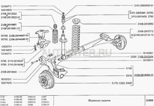 Пружины задние для ВАЗ-2108 - ВАЗ-2109 ВАЗ (желтая метка) жесткие 21082912712 Автоваз