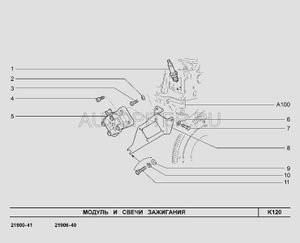 Кронштейн крепления катушек  нового образца малый 21110370541011 Автоваз