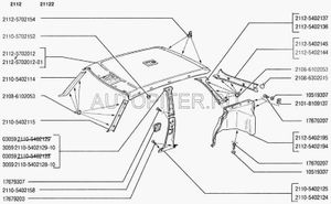 Обшивка потолка серая 2112-5702012/2112-5702011 (Ваз 2112) 21125702012 Автоваз