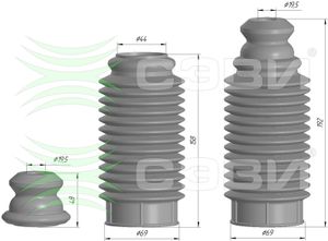 Чехол амортизатора с буфером хода сжатия универсальный СЭВИ-ЭКСТРИМ (буфер h48. d19.5). для передн D 61354819 Сэви, Балаково