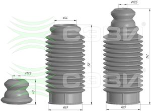 Чехол амортизатора с буфером хода сжатия универсальный СЭВИ-ЭКСТРИМ (буфер h48. d19.5). для передн D 61354819 Сэви, Балаково