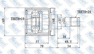 ШРУС-Шарнир внутренний ВАЗ 1111 (шрус+смазка+ хому kt058881 Kraft