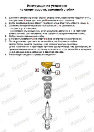 Проставки увеличения клиренса передних стоек TOYOTA - АБС пластик 20 мм 011502820abs Полимер