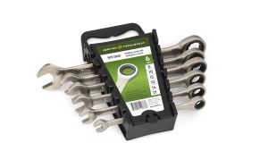 Набор ключей комбинированных трещоточных 6 шт., холдер