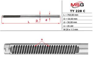 Шток рулевой рейки с ГУР TOYOTA Land Cruiser 200 2007-, LEXUS LX570 2007- ty228c Msg