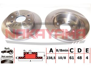 Торм.Диск зад. Honda Civic 1.6 16V MA, MB 94- (239x10x4) q4070 Nakayama