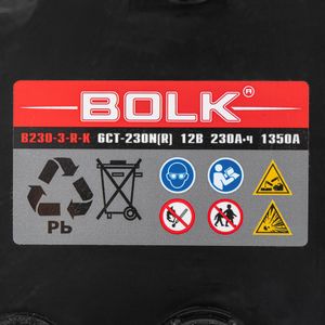 Аккумулятор BOLK Standart 230 А/ч L+(3) 518x274x237 C EN 1350 А