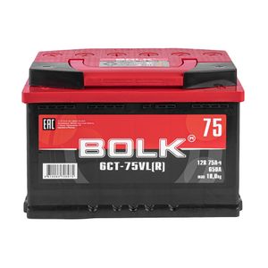 Аккумулятор BOLK Standart 75 А/ч обратный R+ 278x175x190 L3 EN 650 А