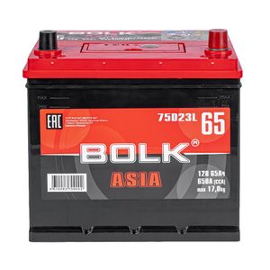Аккумулятор BOLK ASIA 65 А/ч обратный R+ 232x175x225 D23 EN 650 А