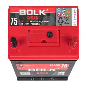 Аккумулятор BOLK ASIA 75 А/ч обратный R+ 260x175x225 D26 EN 710 А