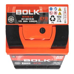 Аккумулятор BOLK EFB Stop&Go 60 А/ч обратный R+ 242x175x190 L2 EN 530 А