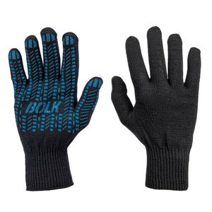 Перчатки рабочие Х/Б 10 класс с точечным покрытием из ПВХ черные BOLK BWW101003