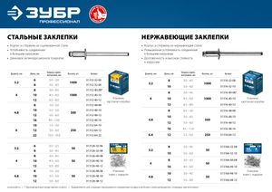 Стальные заклепки, 4.8 х 8 мм, 50 шт, ЗУБР Профессионал 3131264808 Зубр