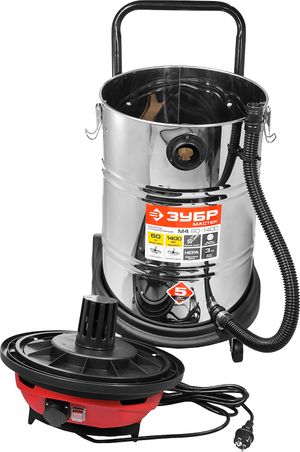 ПУ601400М4 Пылесос строительный, ЗУБР ПУ-60-1400 М4, модель М4-60, 60 л, 1400 Вт, сухая и влажная уб py601400m4 Зубр