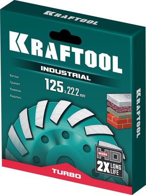 Сегментная алмазная чашка Kraftool Turbo d 125 мм, INDUSTRIAL 33368125 Kraftool