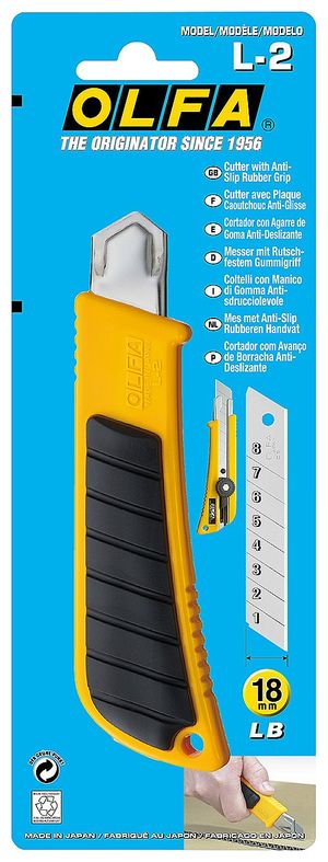 Нож OLFA с выдвижным лезвием эргономичный с резиновыми накладками, 18мм OL-L-2 oll2 Olfa