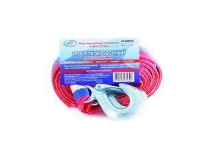Трос буксировочный лента 5т5 м в пакете  (2 крюка) AUTOVIRAZH AV600028