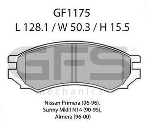 Колодки тормозные дисковые NISSAN Primera 90> P10 передние \GFS\ gf1175 Gfs