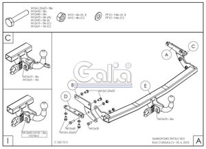 Фаркоп оцинкованный KGM Tivoli 2023-, SsangYong Tivoli 2015-2018 (кроме 4WD), SsangYong XLV 2016-2018 (2WD, 4WD) быстросъемное крепление шара S128C Galia