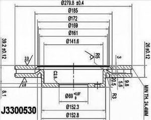 Тормозной диск J3300530 Nipparts
