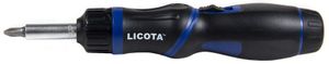 Отвертка трещоточная с поворотной ручкой и сменными вставками 1/4, 9 пр. ard12k04 Licota