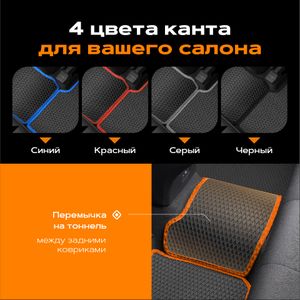 Коврики в салон EVA резиновые для Nissan Qashqai (14-22) Красный кант 9225020204 Rezkon