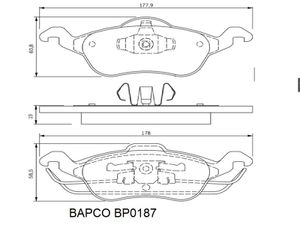 Колодки тормозные дисковые BP0187 передние, комплект,